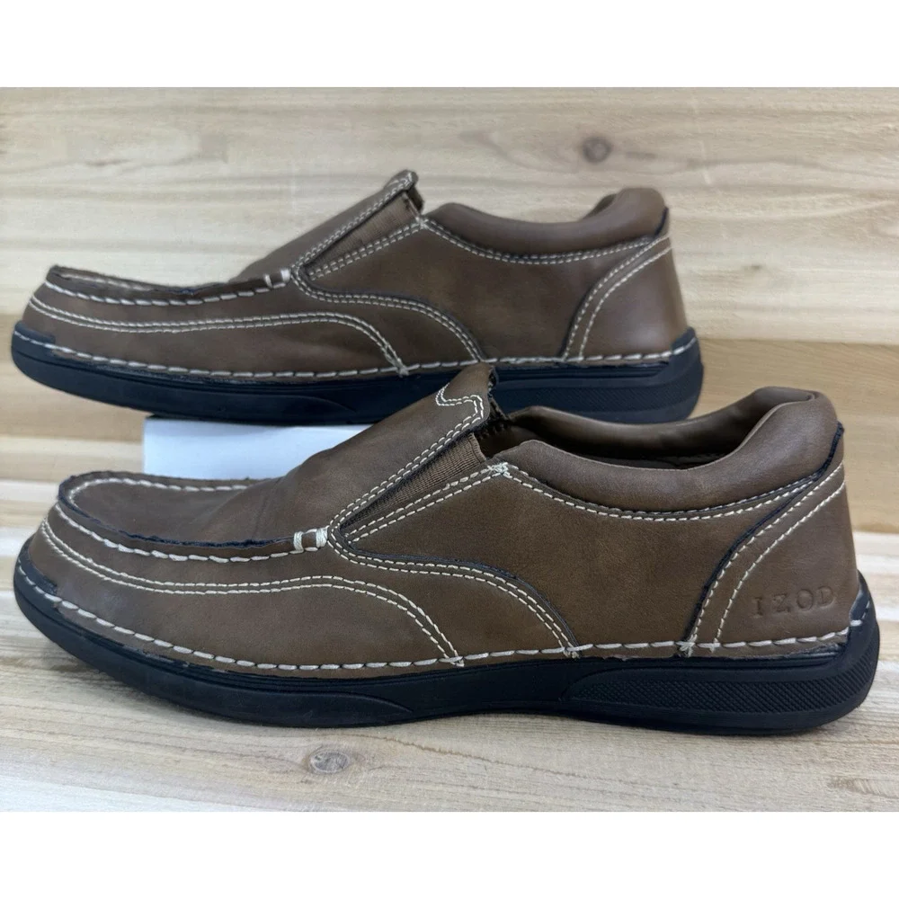 Izod Charlie Dark Tan Brown Slip On Loafer Memory Foam Men’s Size 9M
